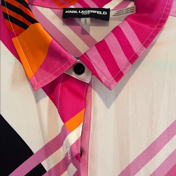Karl Lagerfeld Pink and Orange Geometric Blouse - only worn once! - Picture 5 of 7